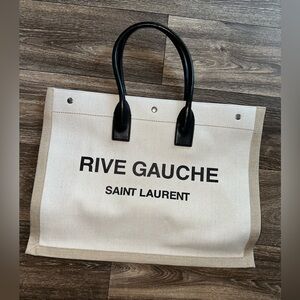 Saint Laurent 
Rive Gauche tote
White canvas